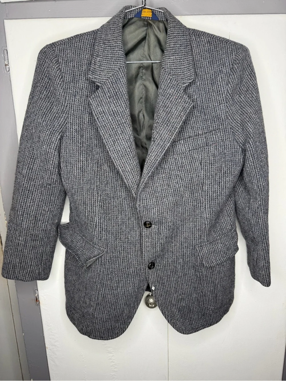 Pendleton Men Tweed Sport Coat 42R Blazer Blue Virgin Wool Jacket Vtg USA